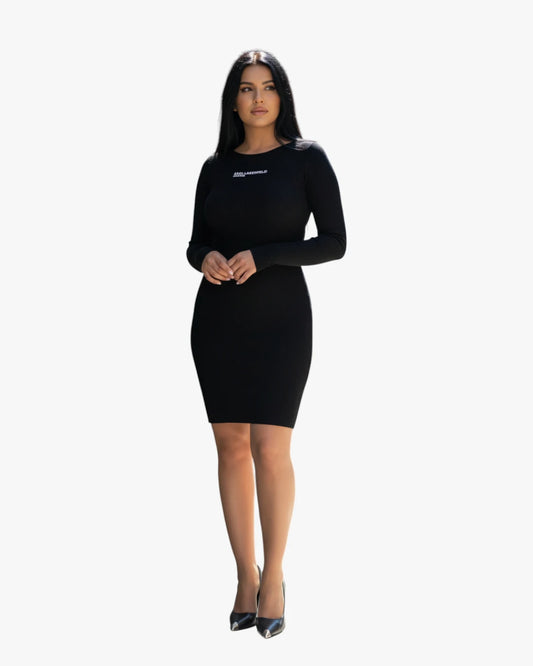 Sculpted Black Knit Dress