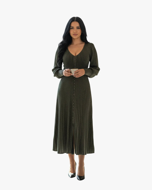 Olive Knit Midi Dress