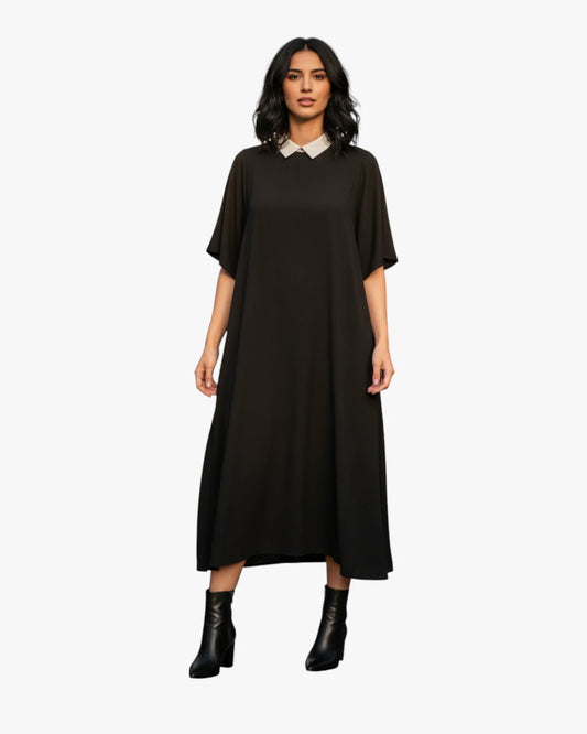 Black Maxi Dress with White Collar