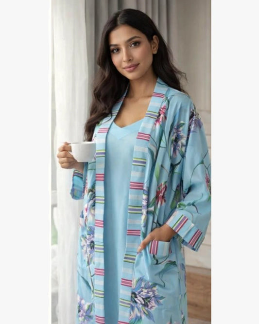 Sky Bloom Sleep Dress & Robe Set