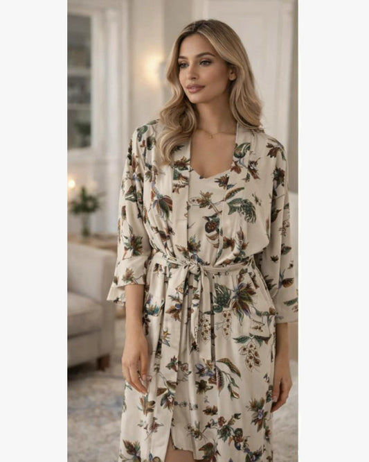Ivory Garden Sleep Dress & Robe Set