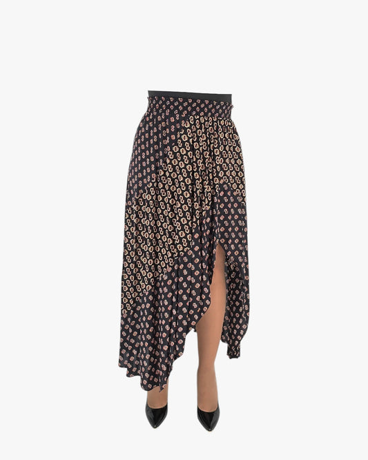 Maje Printed Asymmetrical Midi Skirt