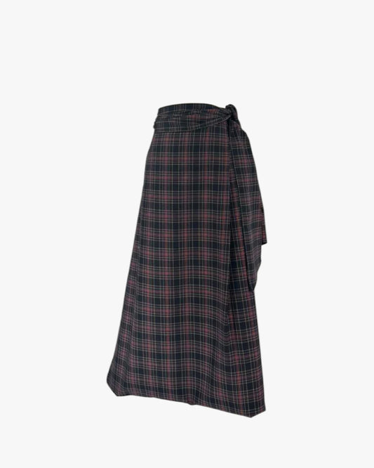 Purple Wolf Tartan Wrap Maxi Skirt