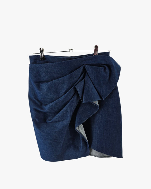 Karoline Lang Draped Denim Mini Skirt