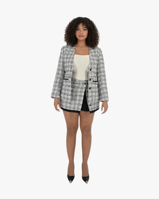MAJE Blue-Focused Tweed Skirt Set (Jacket & Skirt)