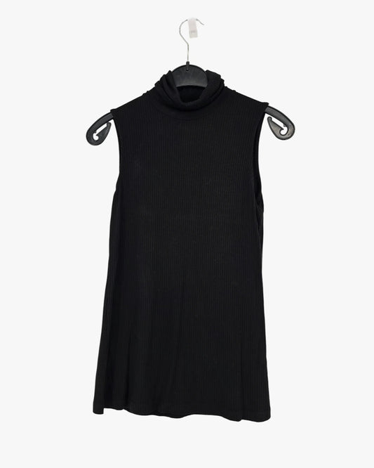 Sleeveless Ribbed High-Neck Top