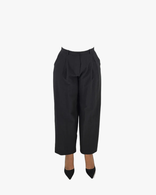 Black Cropped Tailored Trousers