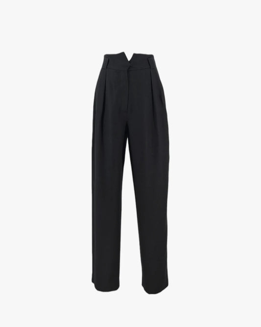 Structured Black High-Waist Trousers