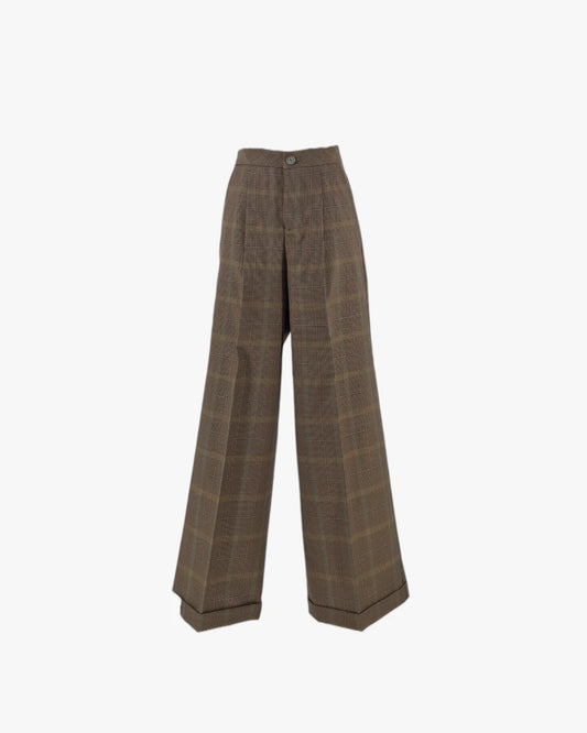 Check Wide-Leg Tailored Trousers