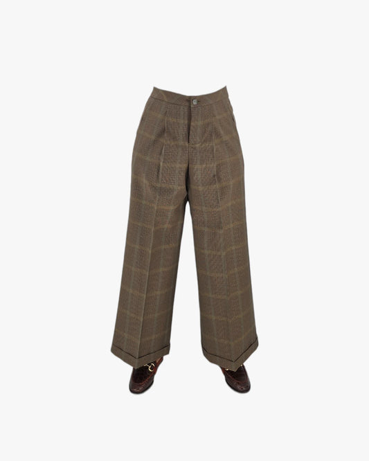 Check Wide-Leg Tailored Trousers