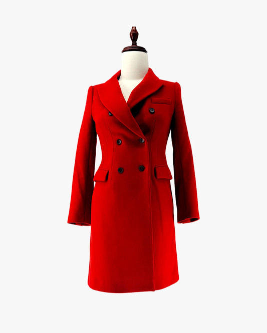 Red Tailored Wool Coat