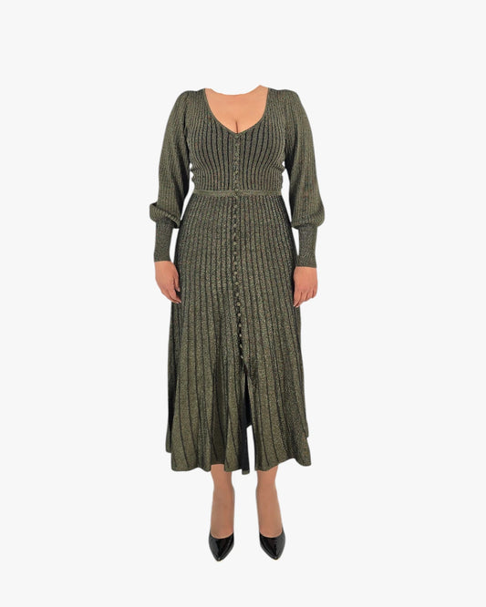 Olive Knit Midi Dress