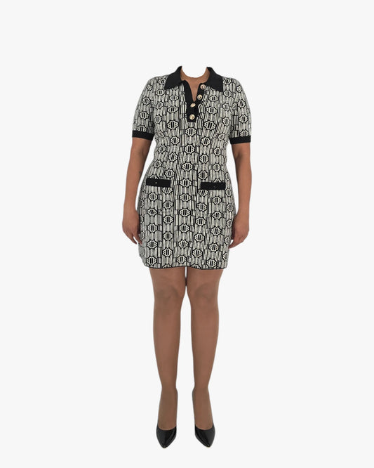 Monochrome Patterned Mini Dress
