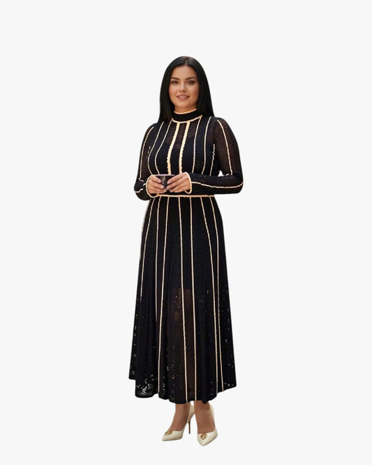 Black & Ivory Knit Maxi Dress