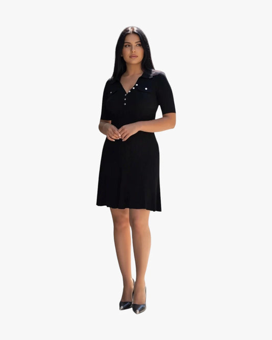 Classic Black Knit Mini Dress