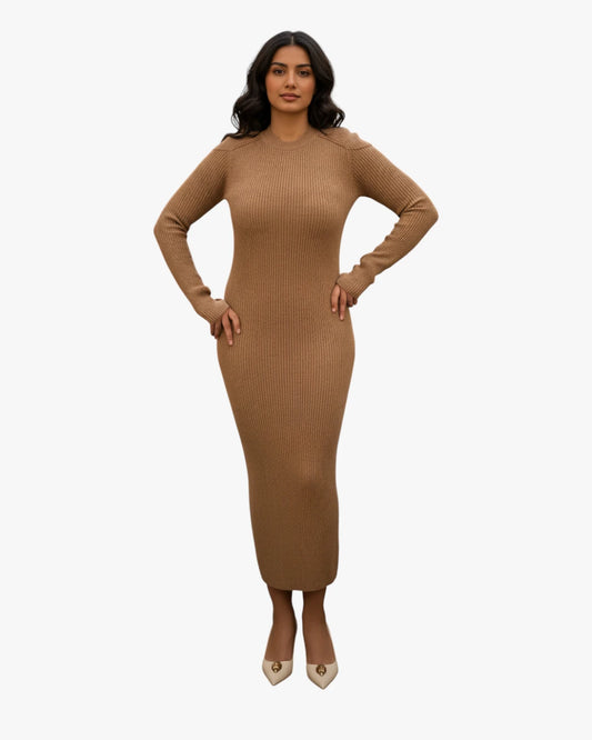 Camel Knit Maxi Dress