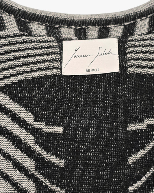 Black & Silver Knit Maxi Dress