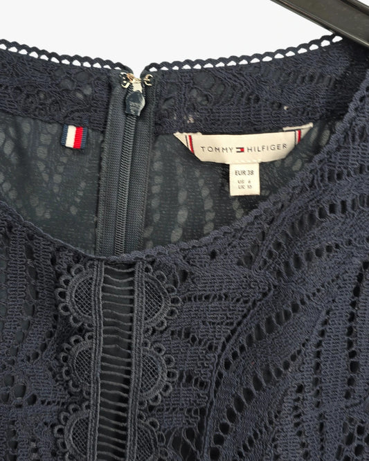 Navy Lace Midi Dress