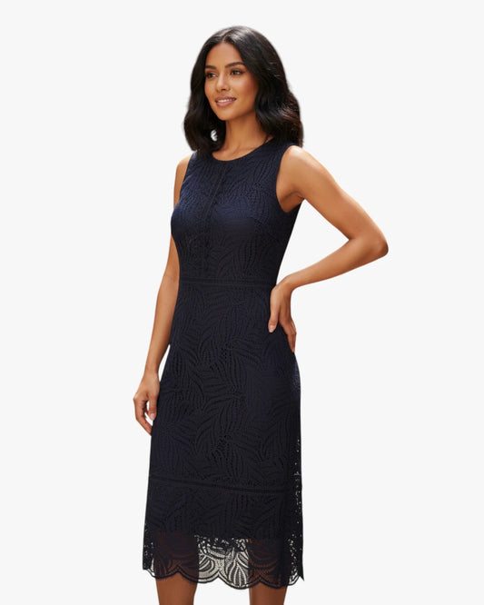 Navy Lace Midi Dress