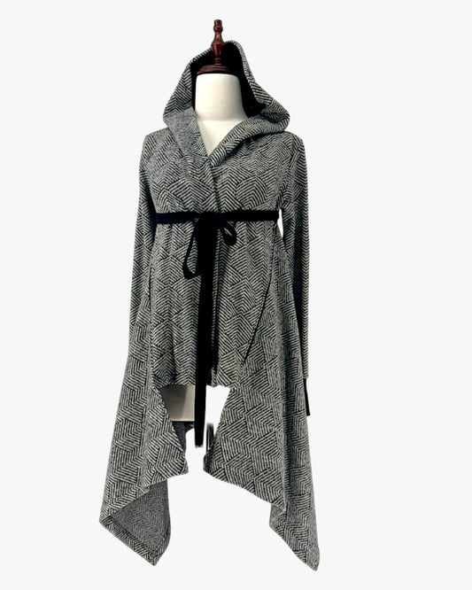 Hooded Knit Wrap Cardigan