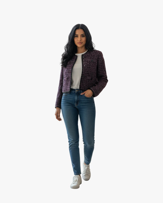 Purple Tweed Maje Jacket