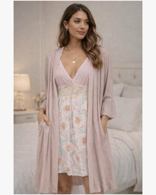 Soft Petal Sleep Dress & Robe Set