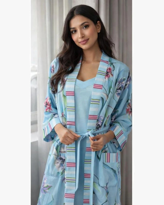 Sky Bloom Sleep Dress & Robe Set