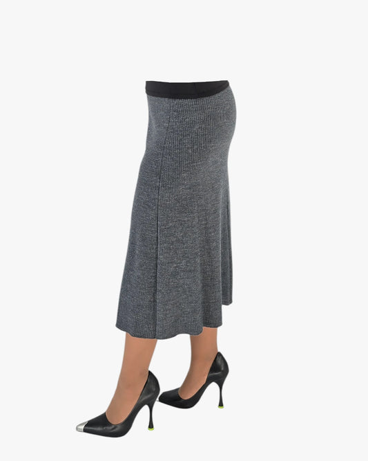 Maje Ribbed Knit Midi Skirt