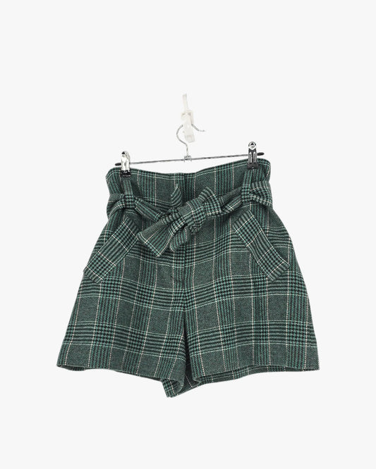 Maje Plaid High-Waist Shorts