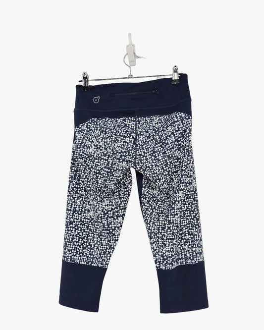 Navy Cropped Leggings with Side Panels