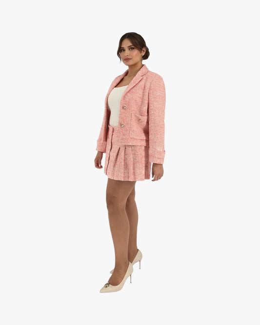 MAJE Soft Pink Tweed Skirt Suit (Jacket & Skirt)