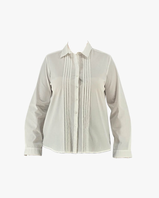 White Pintuck Buttoned Shirt