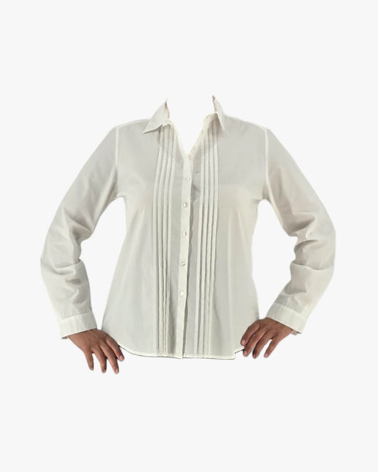 White Pintuck Buttoned Shirt