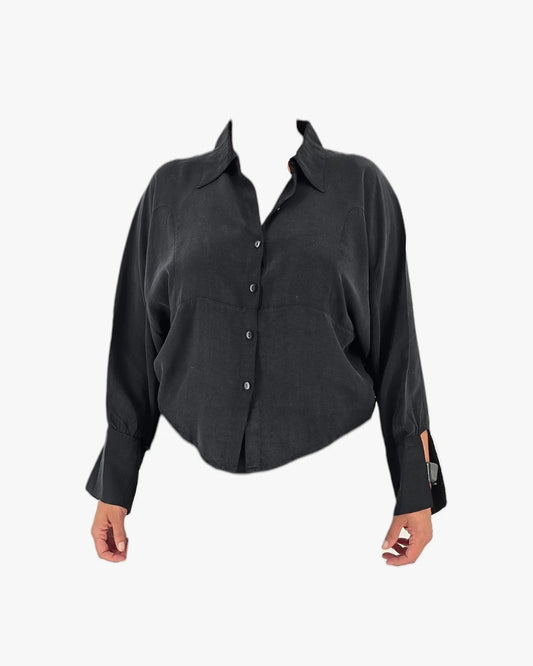 Black Soft Buttoned Blouse