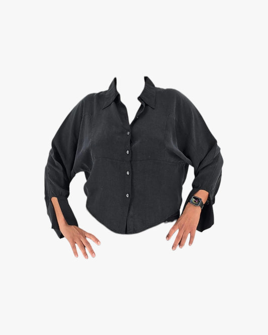 Black Soft Buttoned Blouse