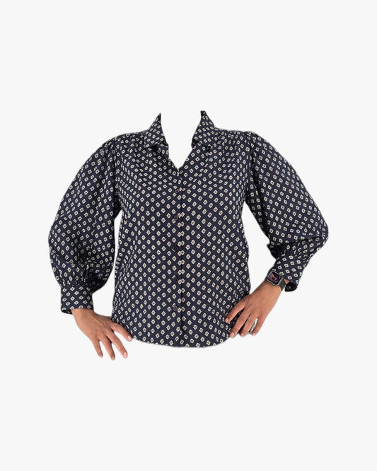 Printed Long-Sleeve Blouse