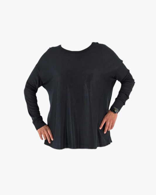 Black Relaxed Long-Sleeve Top