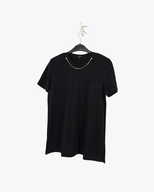Chain-Detail Black T-Shirt