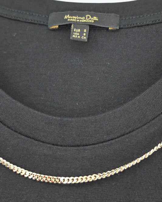 Chain-Detail Black T-Shirt
