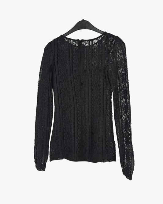 Black Lace Long-Sleeve Top