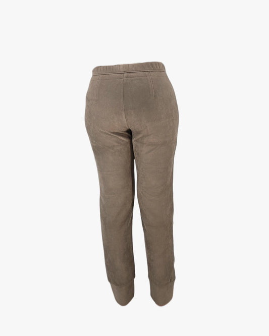Taupe Suede-Effect Jogger Trousers